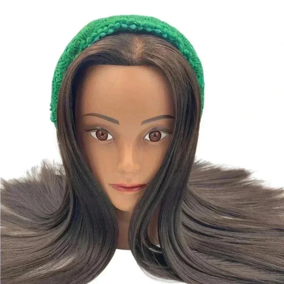 Custom Dyed Green Lace Handsewn 2" Wide Headband Goblin-Core Holiday Hair - Picture 3 of 9